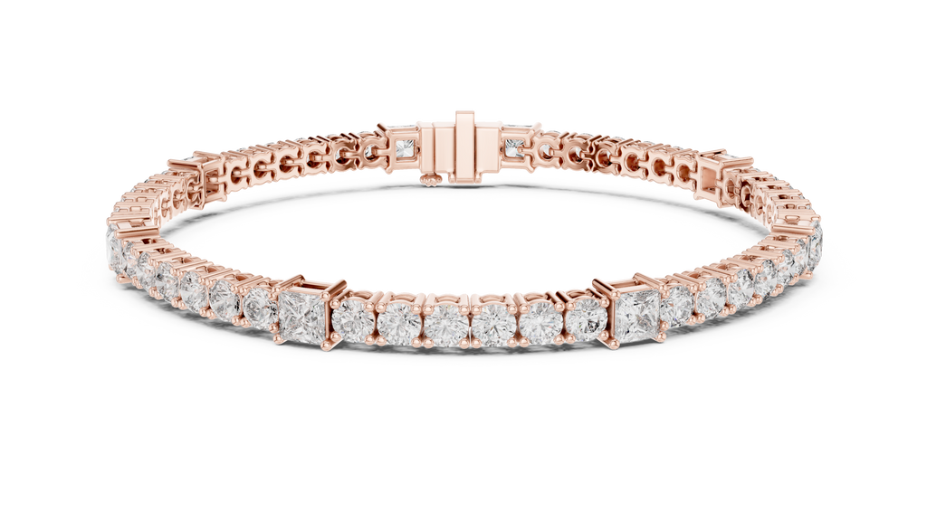 Quadrelle Round & Princess Cut Lab Grown Diamond Tennis Bracelet