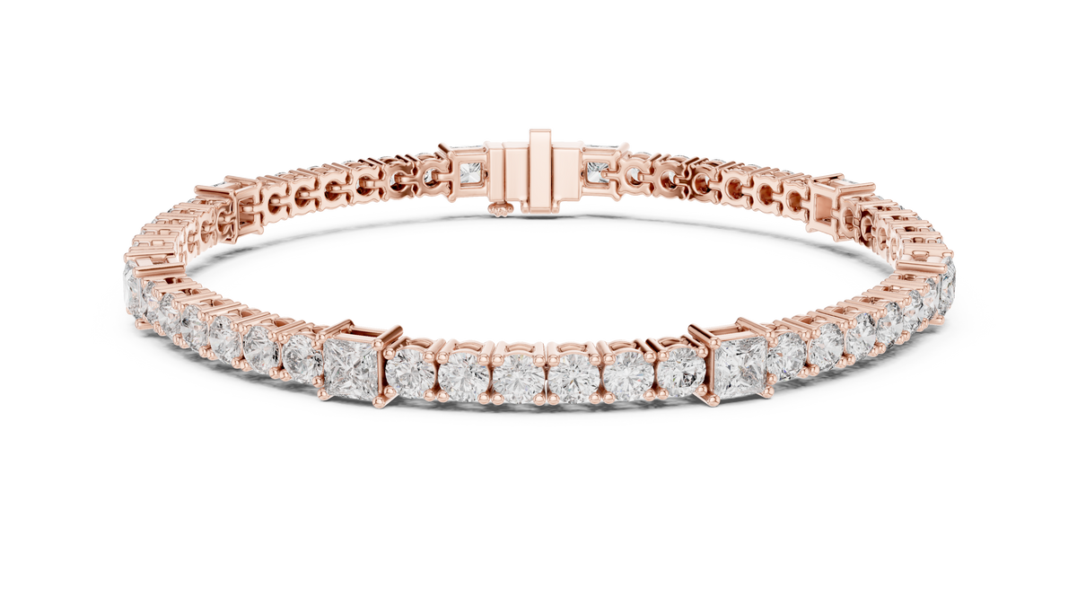 Quadrelle Round & Princess Cut Lab Grown Diamond Tennis Bracelet