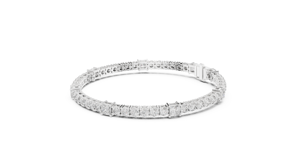 Quadrelle Round & Princess Cut Lab Grown Diamond Tennis Bracelet
