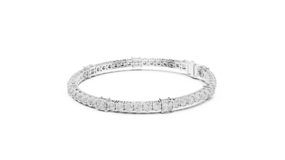 Quadrelle Round & Princess Cut Lab Grown Diamond Tennis Bracelet