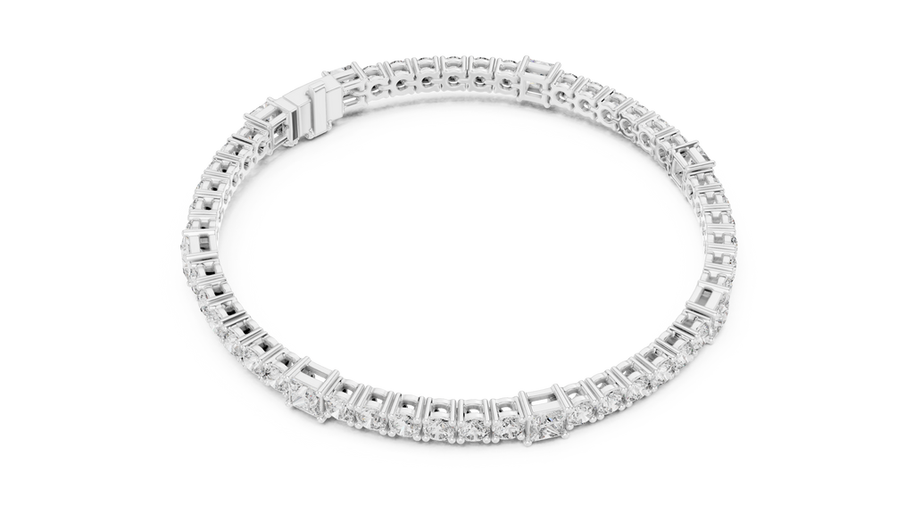 Quadrelle Round & Princess Cut Lab Grown Diamond Tennis Bracelet