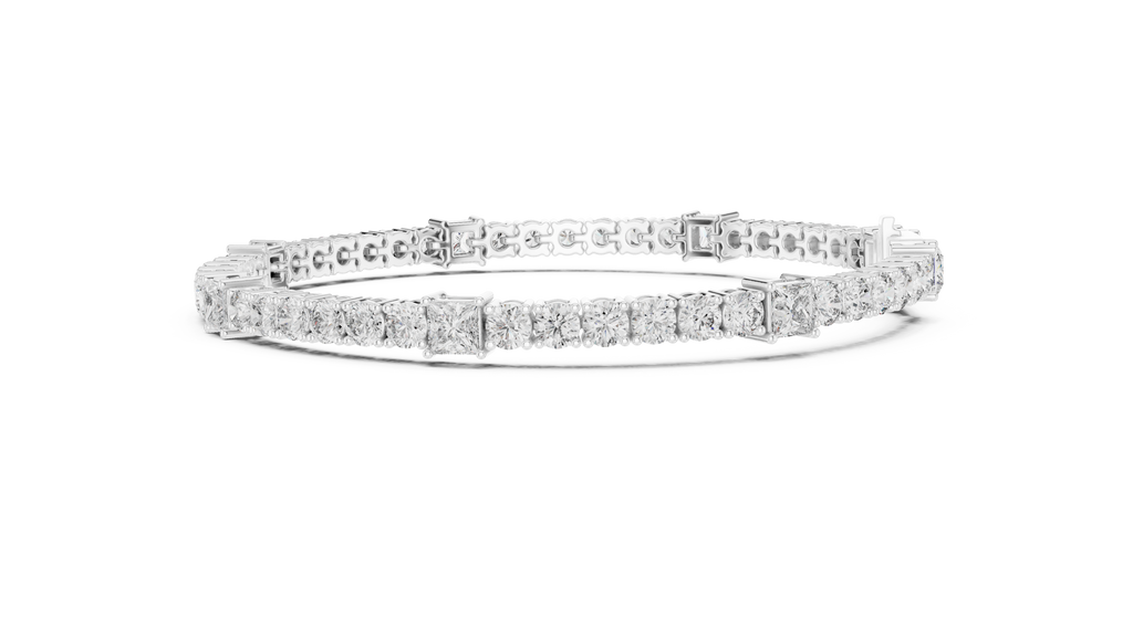 Quadrelle Round & Princess Cut Lab Grown Diamond Tennis Bracelet