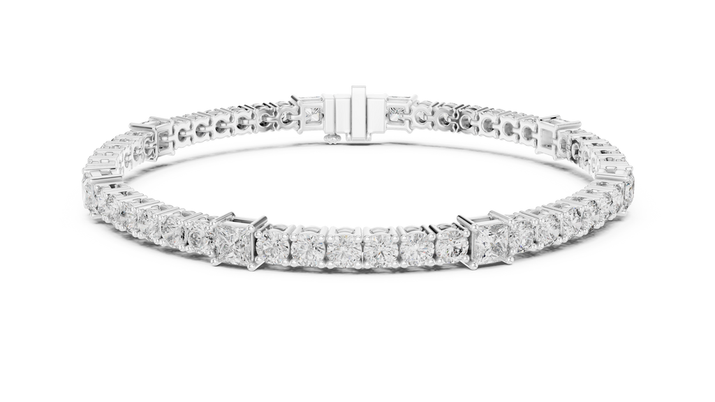 Quadrelle Round & Princess Cut Lab Grown Diamond Tennis Bracelet