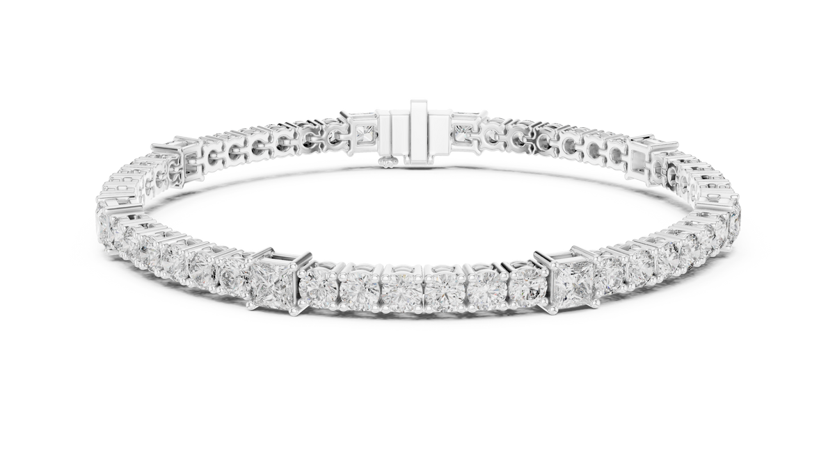 Quadrelle Round & Princess Cut Lab Grown Diamond Tennis Bracelet