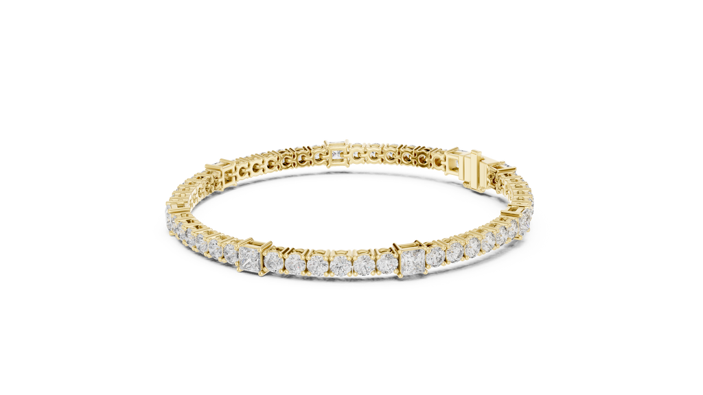Quadrelle Round & Princess Cut Lab Grown Diamond Tennis Bracelet