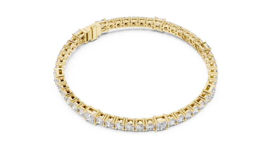 Quadrelle Round & Princess Cut Lab Grown Diamond Tennis Bracelet