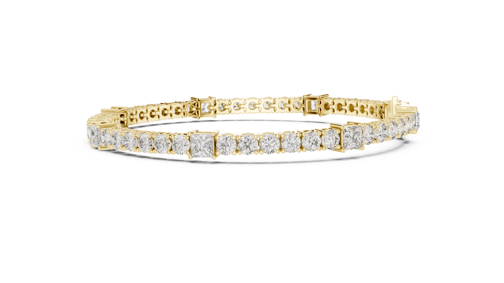 Quadrelle Round & Princess Cut Lab Grown Diamond Tennis Bracelet