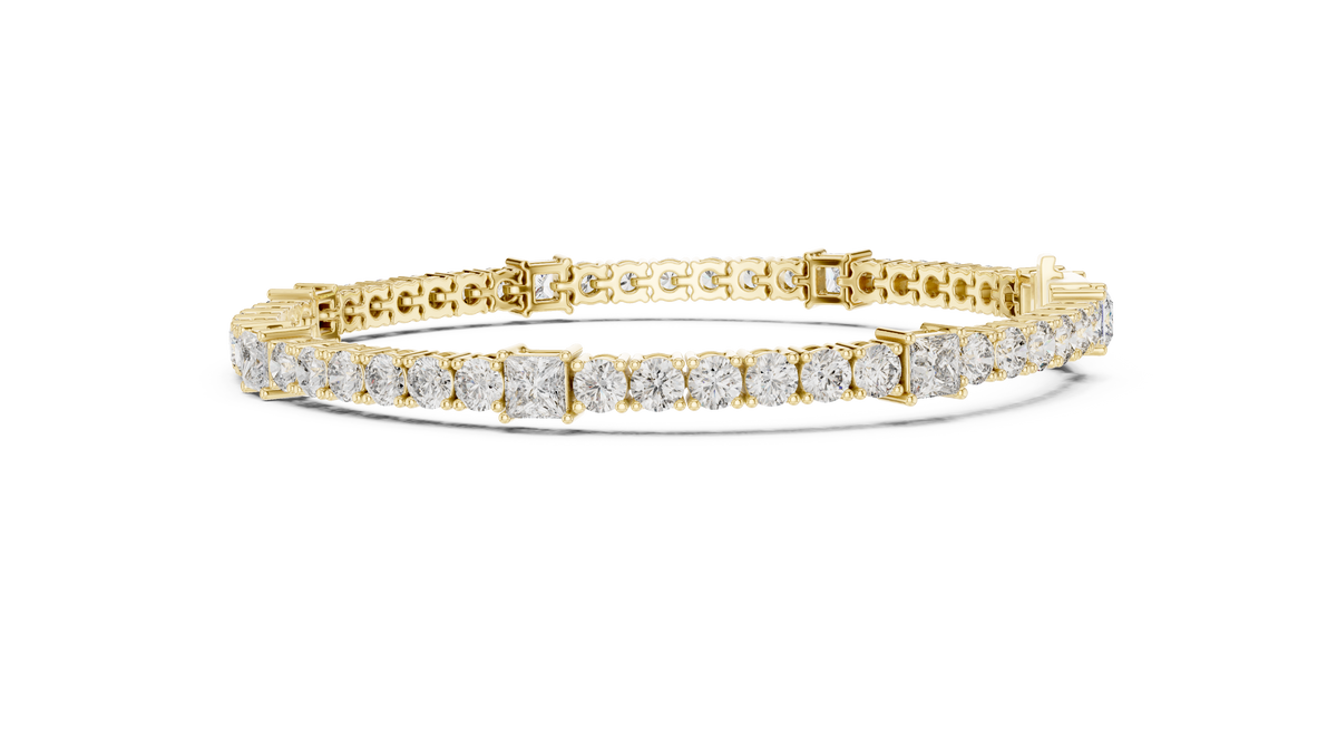Quadrelle Round & Princess Cut Lab Grown Diamond Tennis Bracelet