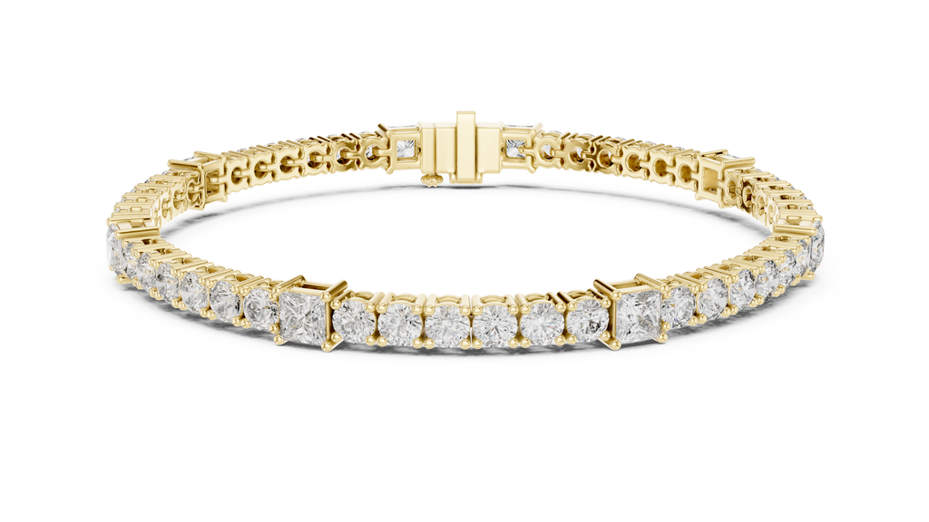 Quadrelle Round & Princess Cut Lab Grown Diamond Tennis Bracelet