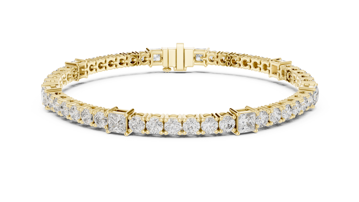 Quadrelle Round & Princess Cut Lab Grown Diamond Tennis Bracelet