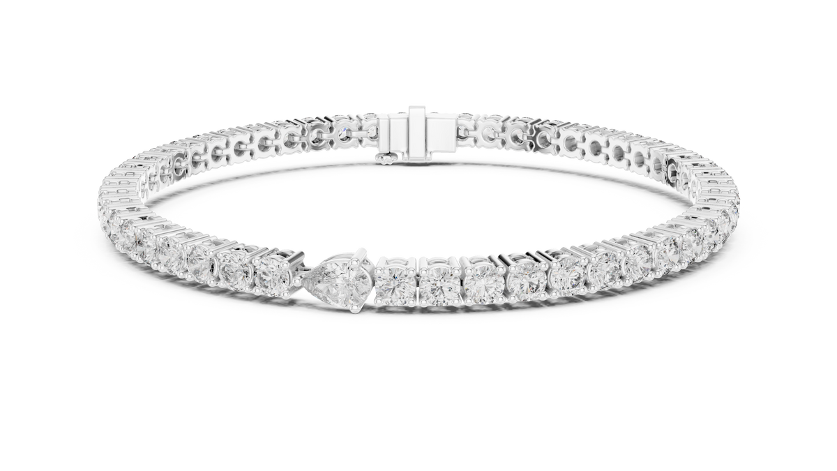 Everelle Slim Single Row Round Brilliant Four Prong Lab Grown Diamond Tennis Bracelet