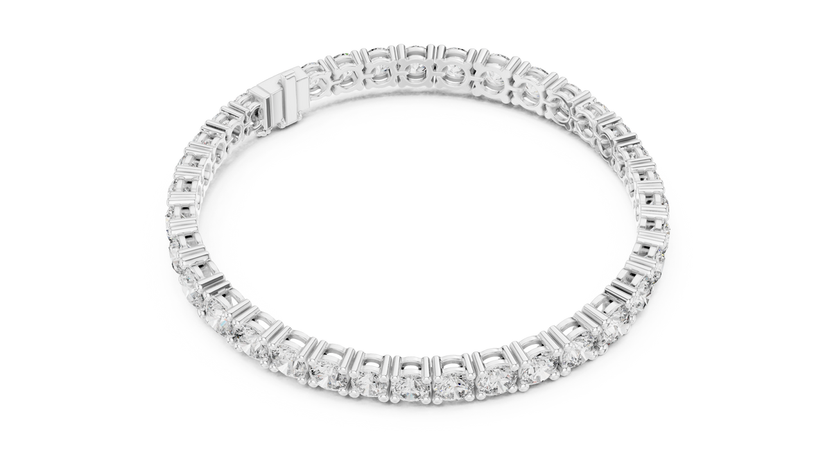 Classelle Single Row Round Brilliant Four Prong Lab Grown Diamond Tennis Bracelet