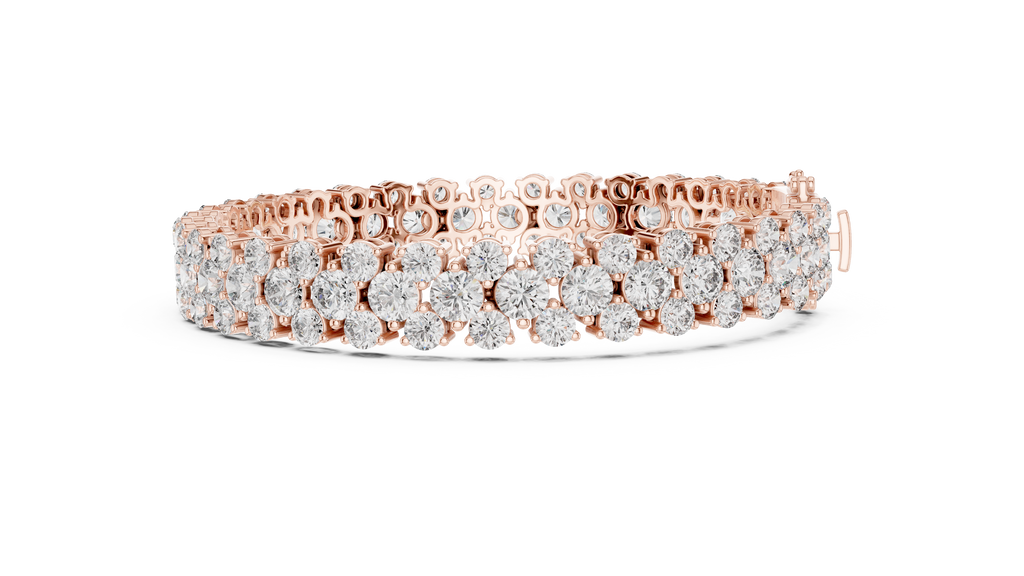 Clovelle Three-Row Cluster Lab Grown Diamond Tennis Bracelet