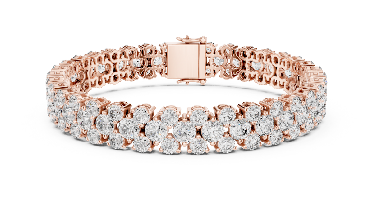 Clovelle Three-Row Cluster Lab Grown Diamond Tennis Bracelet