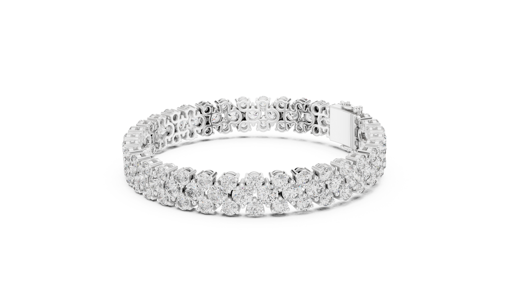 Clovelle Three-Row Cluster Lab Grown Diamond Tennis Bracelet