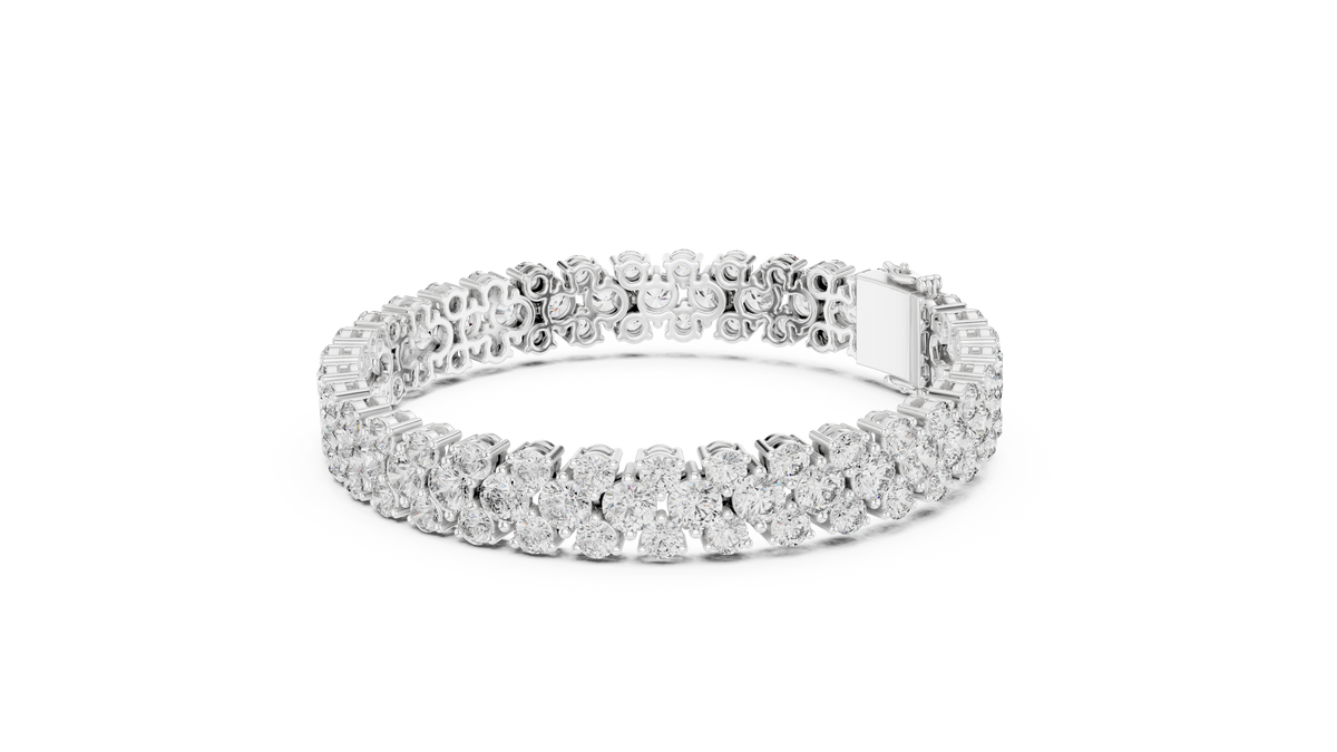 Clovelle Three-Row Cluster Lab Grown Diamond Tennis Bracelet