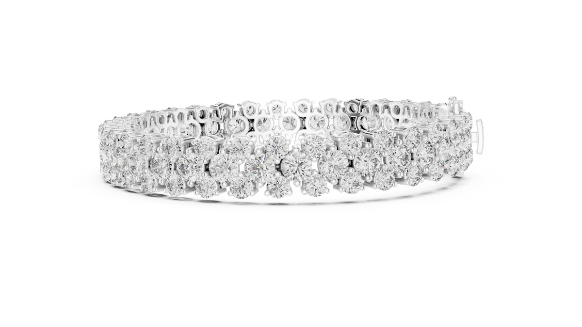 Clovelle Three-Row Cluster Lab Grown Diamond Tennis Bracelet