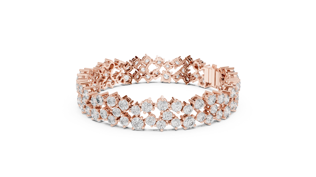 Regelle Wide Three Row Round Lab Grown Diamond Statement Bracelet