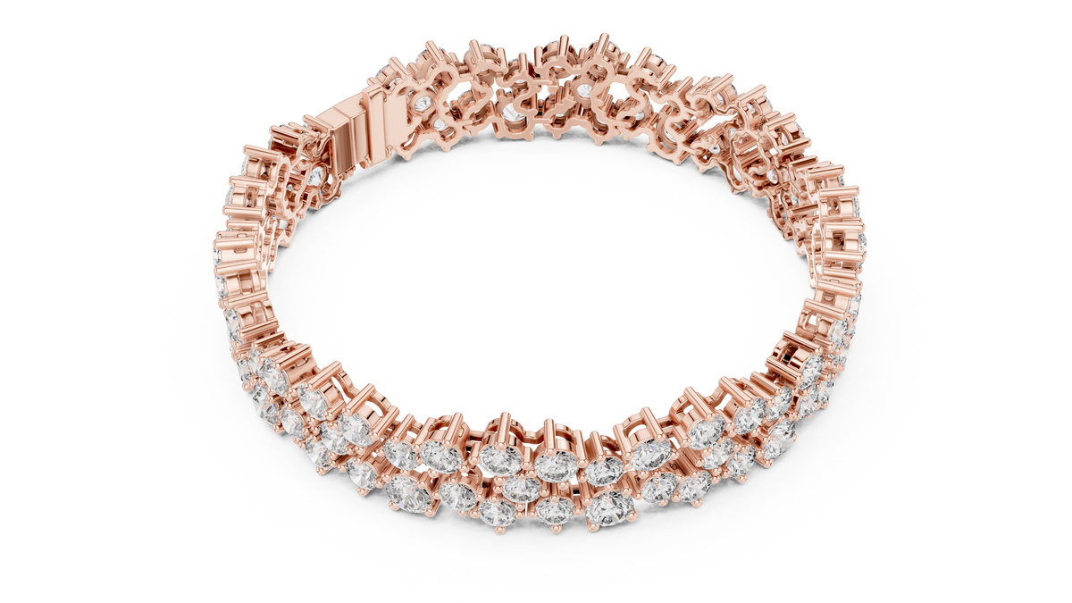 Regelle Wide Three Row Round Lab Grown Diamond Statement Bracelet