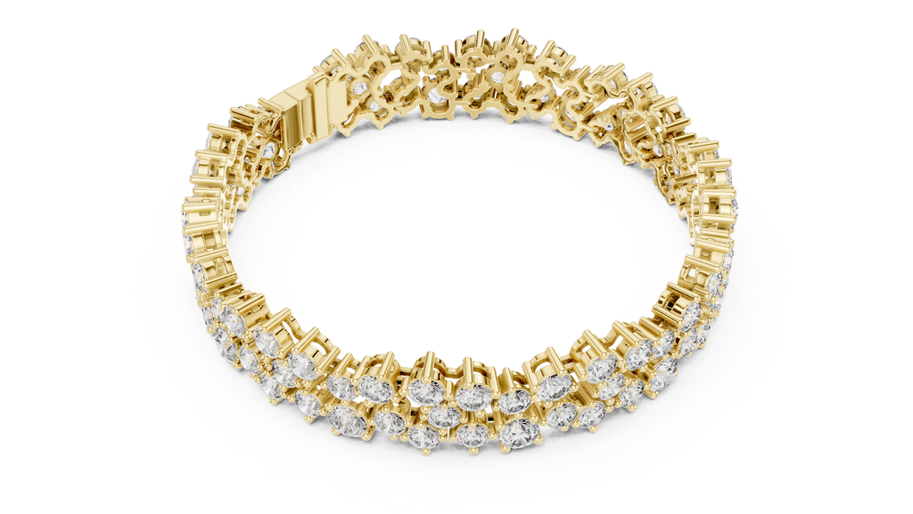 Regelle Wide Three Row Round Lab Grown Diamond Statement Bracelet