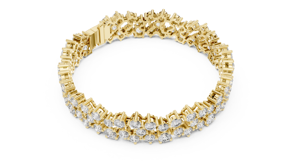Regelle Wide Three Row Round Lab Grown Diamond Statement Bracelet