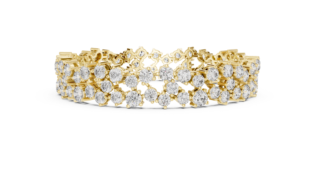 Regelle Wide Three Row Round Lab Grown Diamond Statement Bracelet