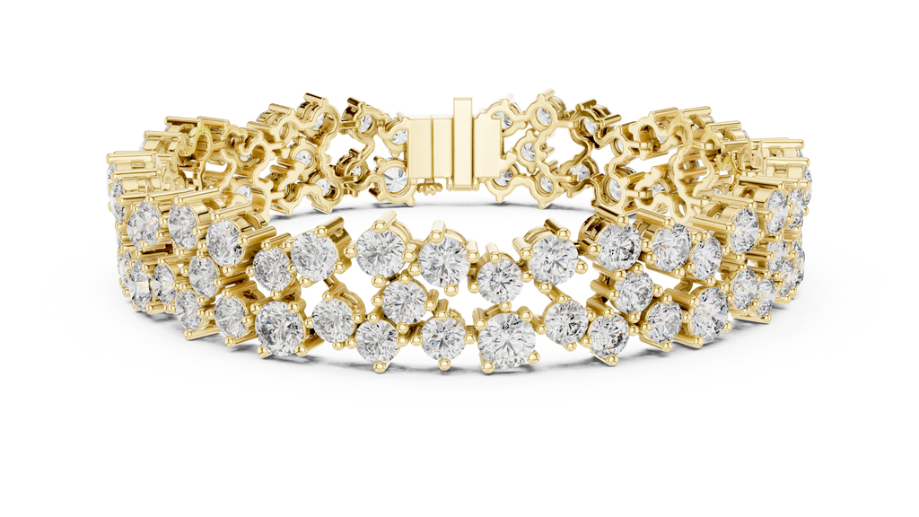 Regelle Wide Three Row Round Lab Grown Diamond Statement Bracelet