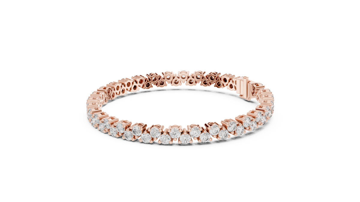 Chevrelle Staggered Two Row Round Lab Grown Diamond Tennis Bracelet
