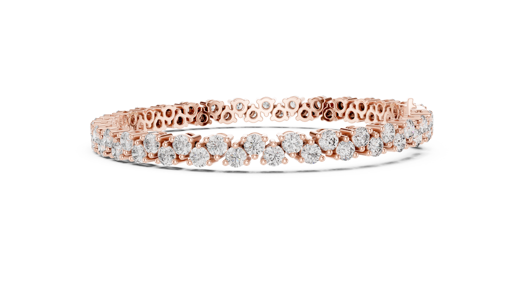 Chevrelle Staggered Two Row Round Lab Grown Diamond Tennis Bracelet