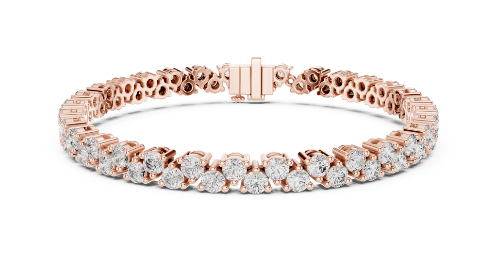 Chevrelle Staggered Two Row Round Lab Grown Diamond Tennis Bracelet