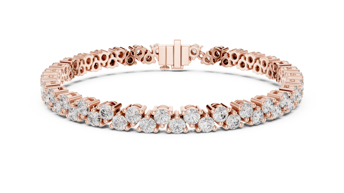 Chevrelle Staggered Two Row Round Lab Grown Diamond Tennis Bracelet