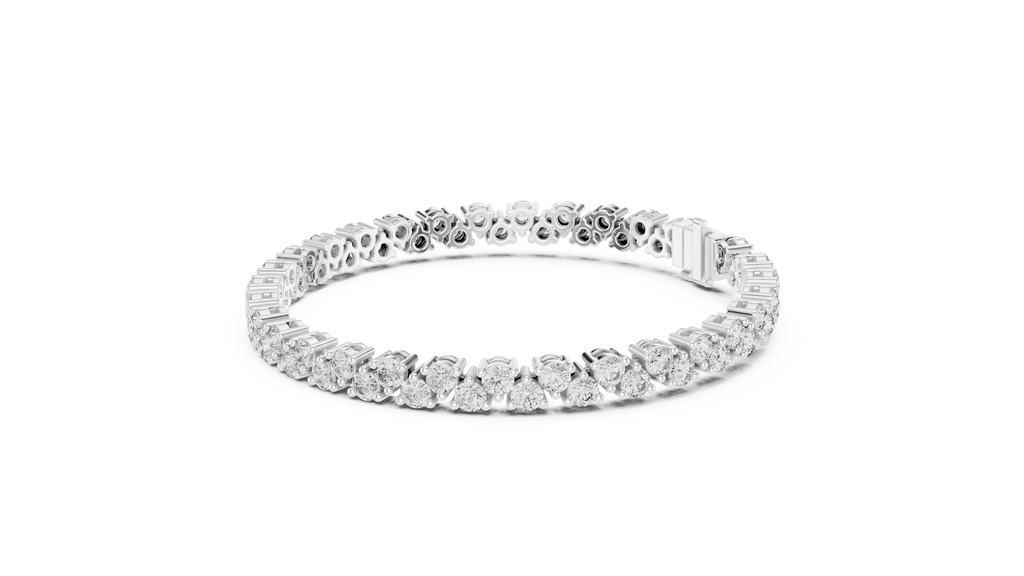 Chevrelle Staggered Two Row Round Lab Grown Diamond Tennis Bracelet