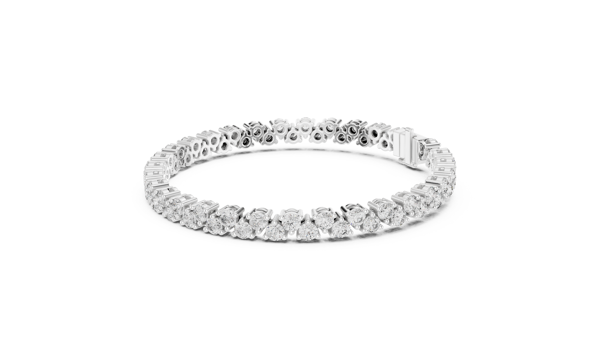 Chevrelle Staggered Two Row Round Lab Grown Diamond Tennis Bracelet