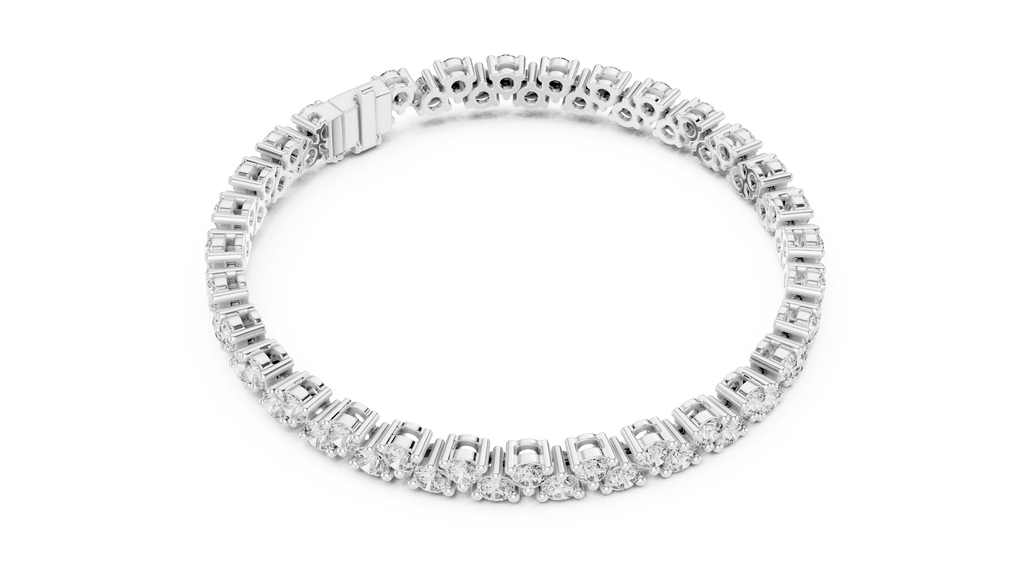 Chevrelle Staggered Two Row Round Lab Grown Diamond Tennis Bracelet