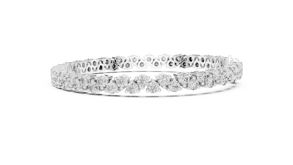 Chevrelle Staggered Two Row Round Lab Grown Diamond Tennis Bracelet