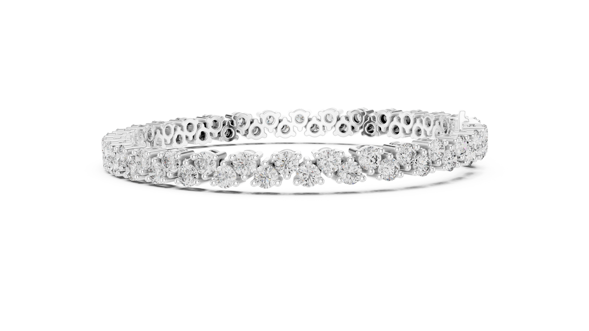 Chevrelle Staggered Two Row Round Lab Grown Diamond Tennis Bracelet