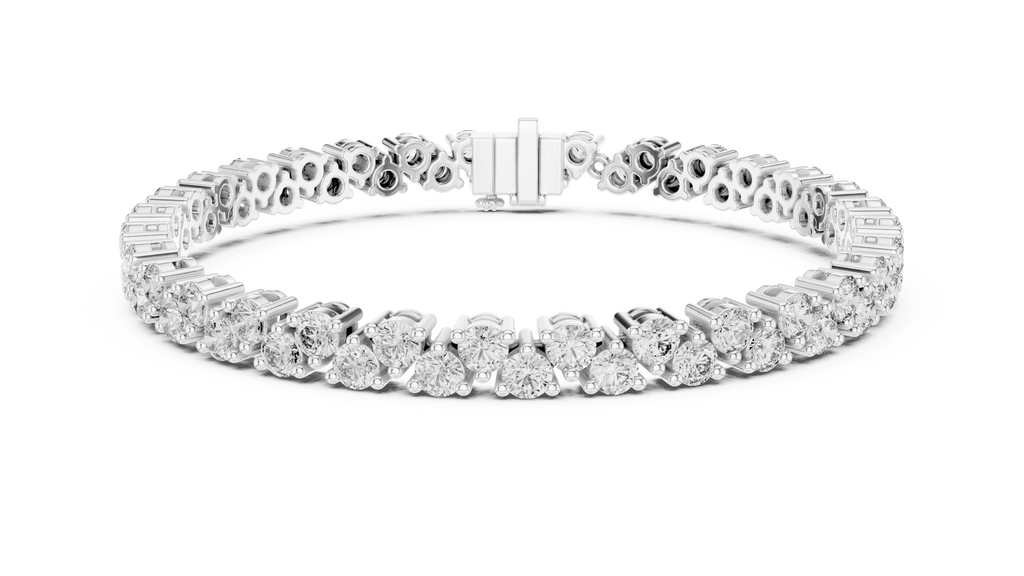 Chevrelle Staggered Two Row Round Lab Grown Diamond Tennis Bracelet