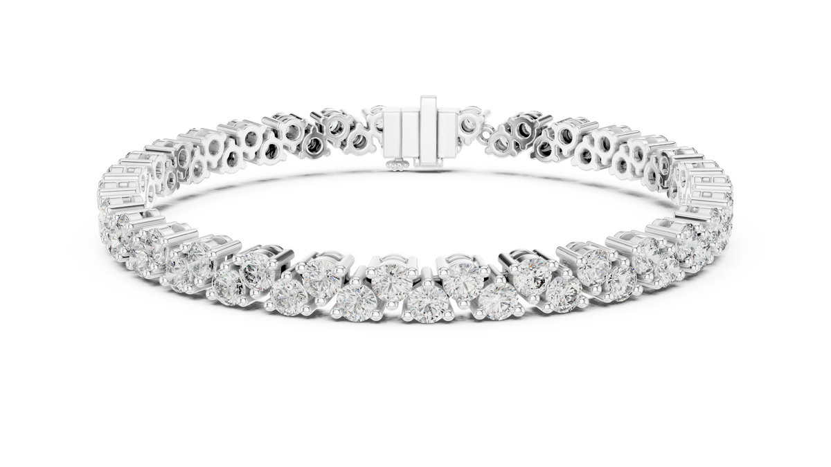 Chevrelle Staggered Two Row Round Lab Grown Diamond Tennis Bracelet