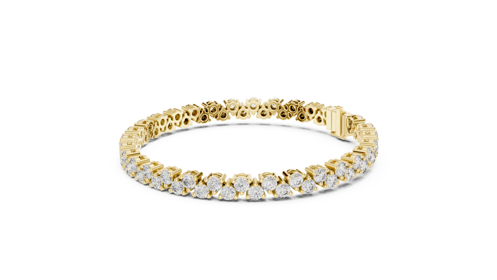 Chevrelle Staggered Two Row Round Lab Grown Diamond Tennis Bracelet