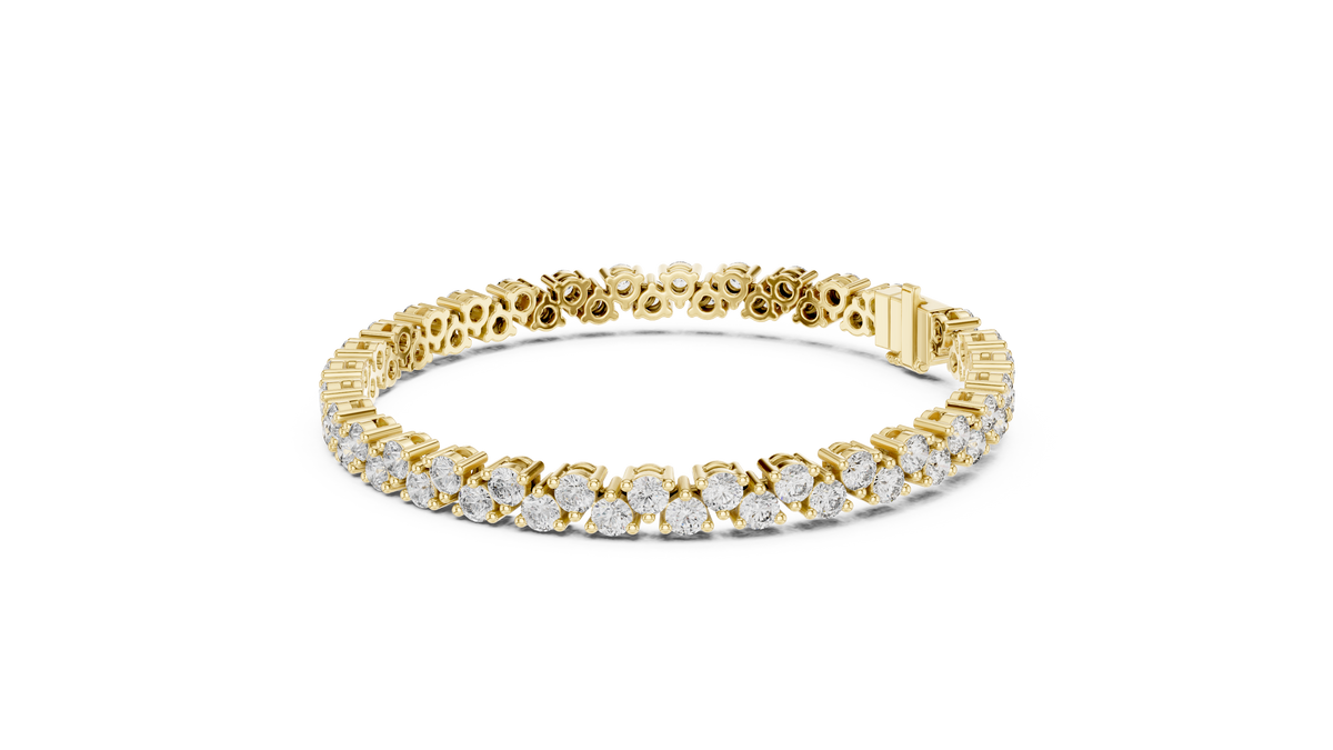 Chevrelle Staggered Two Row Round Lab Grown Diamond Tennis Bracelet