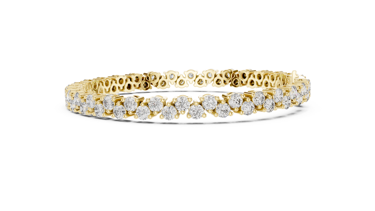 Chevrelle Staggered Two Row Round Lab Grown Diamond Tennis Bracelet