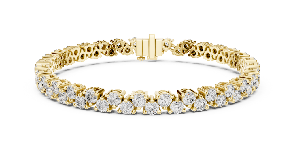 Chevrelle Staggered Two Row Round Lab Grown Diamond Tennis Bracelet