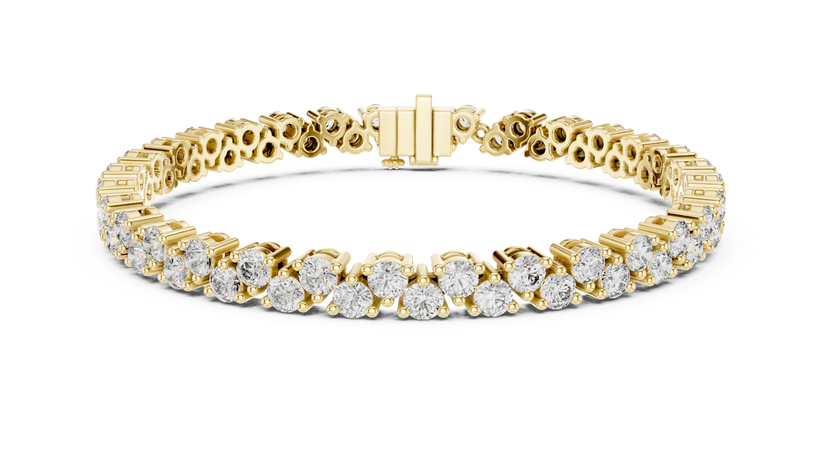 Chevrelle Staggered Two Row Round Lab Grown Diamond Tennis Bracelet
