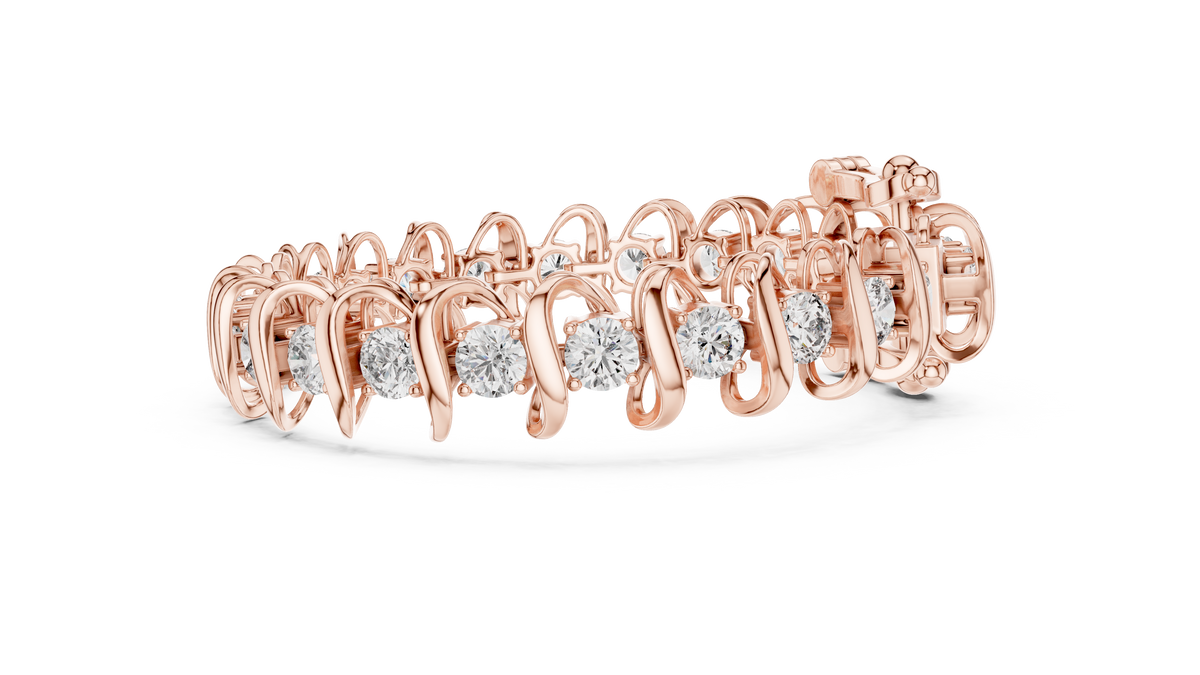 Esselle Sculpted S Link Four Prong Round Diamond Lab Grown Diamond Bracelet