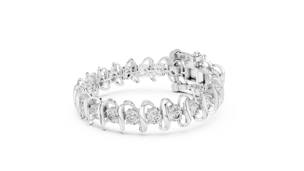 Esselle Sculpted S Link Four Prong Round Diamond Lab Grown Diamond Bracelet