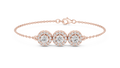 Halovelle Three Stone Halo Lab Grown Diamond Chain Bracelet