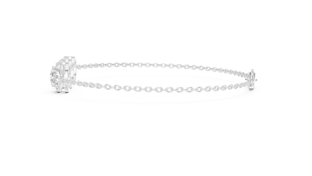 Halovelle Three Stone Halo Lab Grown Diamond Chain Bracelet