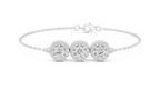 Halovelle Three Stone Halo Lab Grown Diamond Chain Bracelet