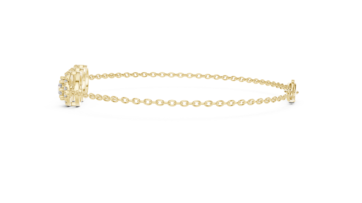 Halovelle Three Stone Halo Lab Grown Diamond Chain Bracelet