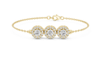 Halovelle Three Stone Halo Lab Grown Diamond Chain Bracelet